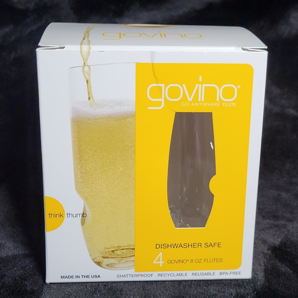 Govino 4 pack 8 oz. Flutes Shatterproof Reusable NEW